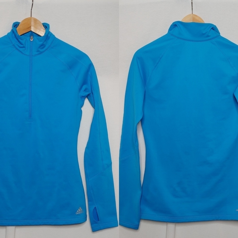 Adidas Half Zip ClimaWarm Training Pullover Small Bright Blue Fleece New‎ Sample